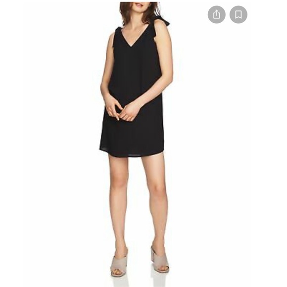 1. State V-neck shift dress with ties at shoulders. Lined. Size Medium - Picture 3 of 9